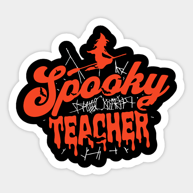 Cute Halloween Spooky Teacher Orange and Black School Halloween Witch Sticker by SLAG_Creative